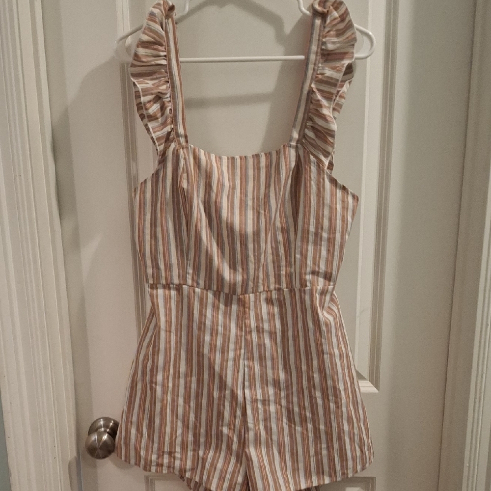 Shein Striped Ruffle Strap Romper